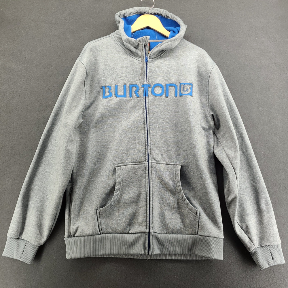 Burton Dryride Bonded Hoodie Mens XL Heather Grey Fleece Lined Full Zip Jacket